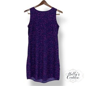 Halogen blue and pink sleeveless silky shift dress women's size medium